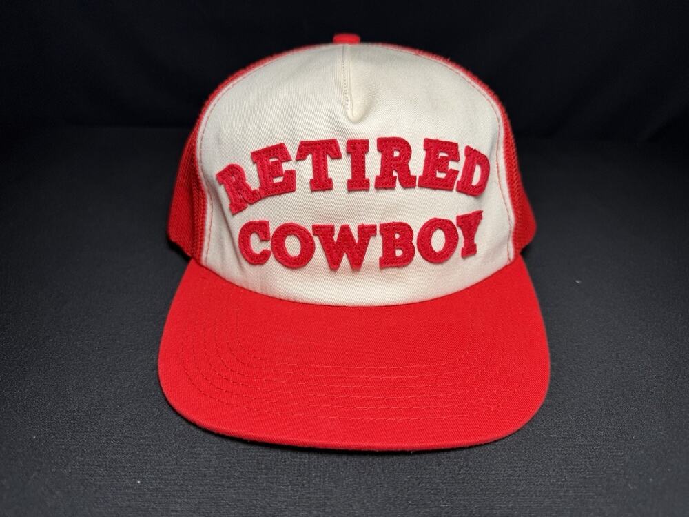 For Those Who Sin 'Retired Cowboy' Red + Cream Trucker Hat
